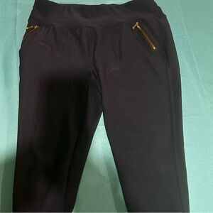 Navy blue pull on Pants with Gold Detail